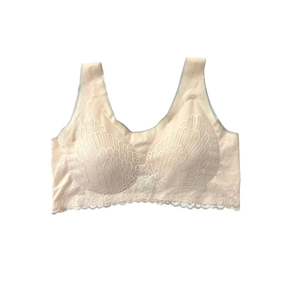 Wireless Lace-Embellished Comfort Bra in Nude